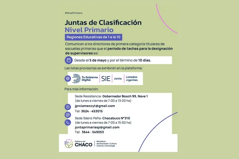 Juntas de Educación Primaria abren período para impugnar designación de supervisores
